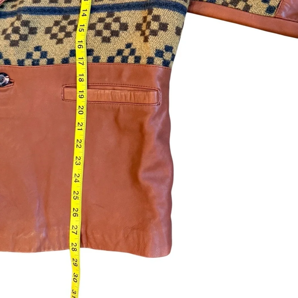 Hurricane Collection Men Butter Soft Leather Southwest Tapestry Blazer‎ Jacket M
